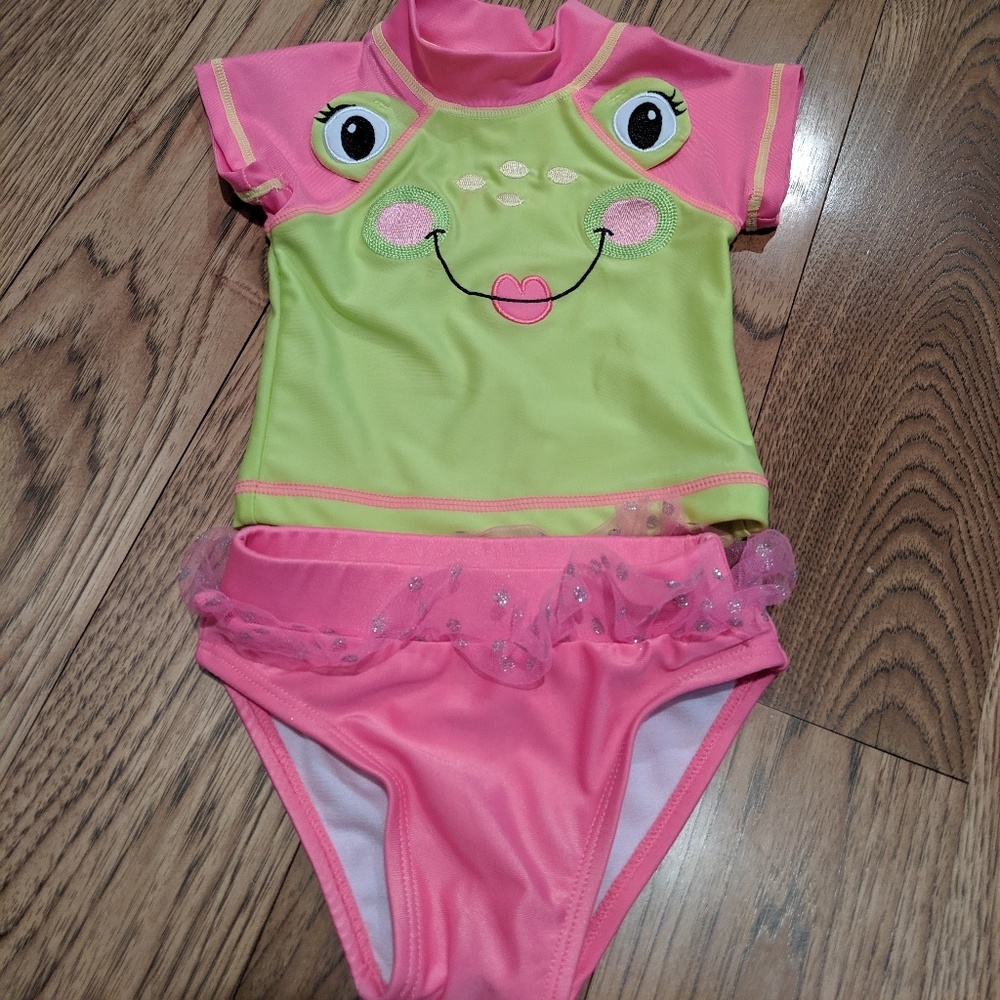 Frog two piece rashguard swimsuit 6 mo